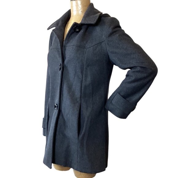 VTG Di' Nuovo Sz 34/Medium Gray Wool Removable-Hood Coat #2F - Picture 5 of 9